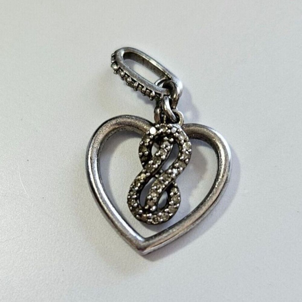 Sterling silver infinity heart diamond pendant